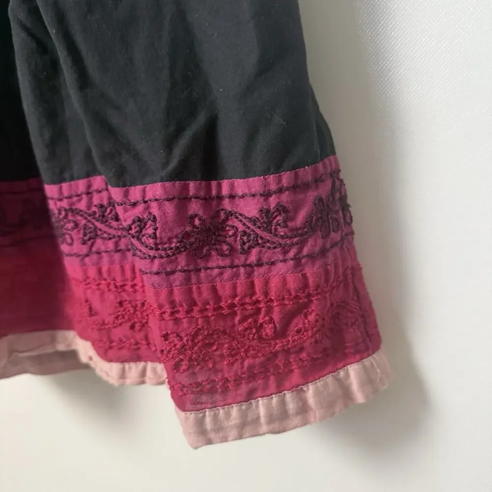 Vintage Y2K 90’s Mini Skirt Medium Black Embroidered Coconut Girl Tropical Beach
